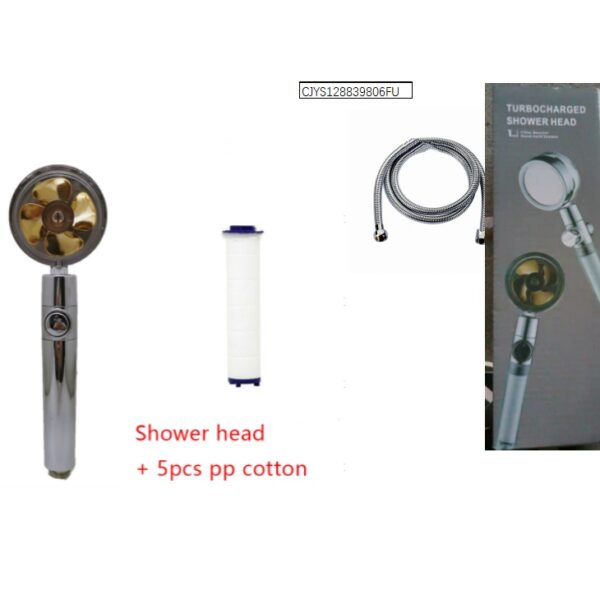 Shower Head Water Saving Flow 360 Degrees Rotating With Small Fan ABS Rain High Pressure Spray Nozzle Bathroom Accessories